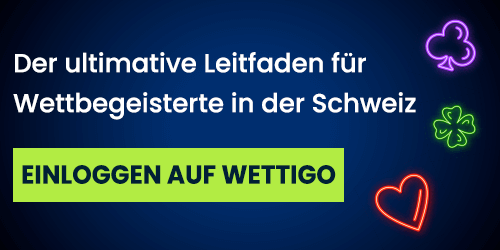 Leuchtende Spielsymbole und der Hinweis für Wettfreunde in der Schweiz auf dunklem Hintergrund
